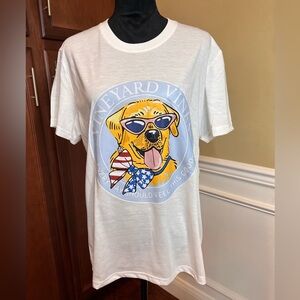 Vineyard Vines White Tee with Dog Graphic
